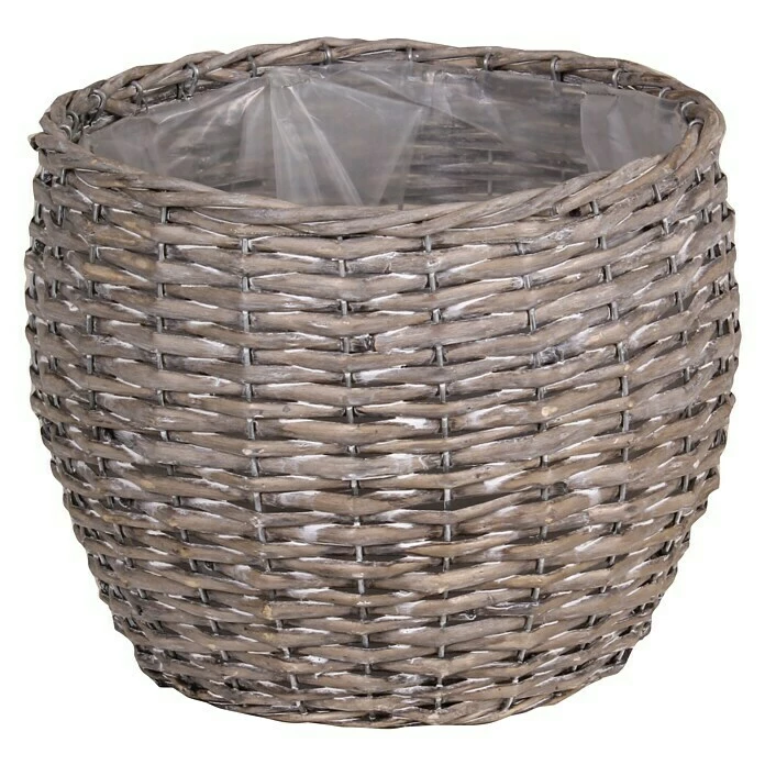 BAUHAUS A.H.G. Pflanzkorb Außenmaß (Ø X H): 24 X 28 Cm, Naturmaterialien, Waschgrau
